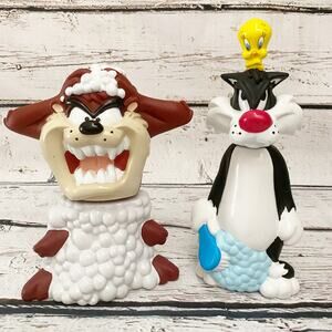 LOONEY TUNES Vintage 90's Taz Sylvester and Tweetie Bubble Bath Soakies Bottles